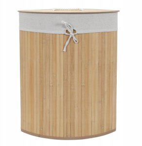 Narożny kosz na pranie z pokrywą, bambus, 60 l 5