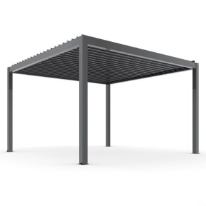 PERGOLA OGRODOWA ELEKTRYCZNA LUXE 4X4M ALUMINIOWA Z OŚWIETLENIEM LED ANTRACYT 1