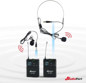 Zestaw mikrofonów bezprzewodowych UHF 2x nagłowny+ 2x krawatowy 2x bodypack+ stacja Audioport SU-740HH one size 14