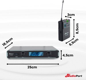 Zestaw mikrofonów bezprzewodowych UHF 2x nagłowny+ 2x krawatowy 2x bodypack+ stacja Audioport SU-740HH one size 34