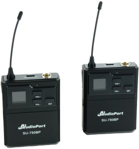 Zestaw mikrofonów bezprzewodowych UHF 2x nagłowny bodypack krawatowy Audioport SU-750BP one size 14