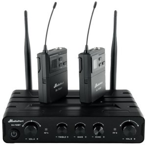 Zestaw mikrofonów bezprzewodowych UHF 2x nagłowny bodypack krawatowy Audioport SU-750BP one size 18