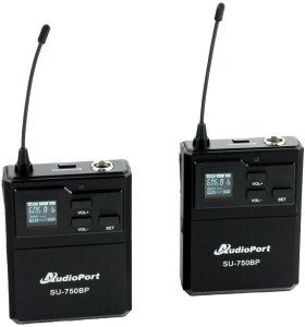 Zestaw mikrofonów bezprzewodowych UHF 2x nagłowny bodypack krawatowy Audioport SU-750BP one size 27
