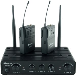 Zestaw mikrofonów bezprzewodowych UHF 2x nagłowny bodypack krawatowy Audioport SU-750BP one size 3