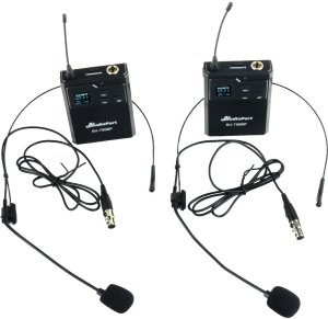 Zestaw mikrofonów bezprzewodowych UHF 2x nagłowny bodypack krawatowy Audioport SU-750BP one size 31