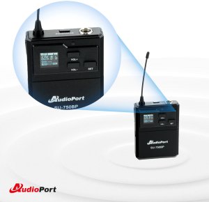 Zestaw mikrofonów bezprzewodowych UHF 2x nagłowny bodypack krawatowy Audioport SU-750BP one size 40