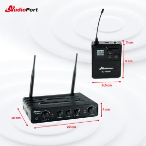 Zestaw mikrofonów bezprzewodowych UHF 2x nagłowny bodypack krawatowy Audioport SU-750BP one size 42