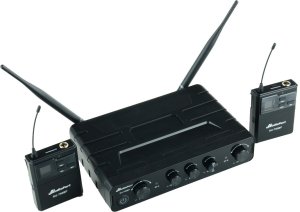 Zestaw mikrofonów bezprzewodowych UHF 2x nagłowny bodypack krawatowy Audioport SU-750BP one size 5