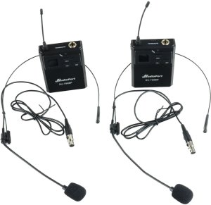 Zestaw mikrofonów bezprzewodowych UHF 2x nagłowny bodypack krawatowy Audioport SU-750BP one size 10