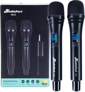 Zestaw 2 mikrofonów bezprzewodowych dorecznych UHF z odbiornikiem Audioport MV2 one size 16