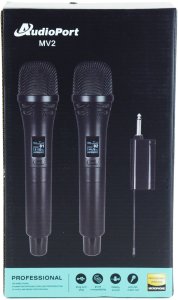 Zestaw 2 mikrofonów bezprzewodowych dorecznych UHF z odbiornikiem Audioport MV2 one size 17