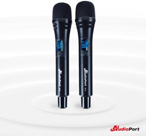 Zestaw 2 mikrofonów bezprzewodowych dorecznych UHF z odbiornikiem Audioport MV2 one size 3