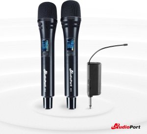 Zestaw 2 mikrofonów bezprzewodowych dorecznych UHF z odbiornikiem Audioport MV2 one size 4