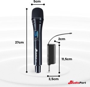 Zestaw 2 mikrofonów bezprzewodowych dorecznych UHF z odbiornikiem Audioport MV2 one size 6