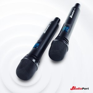 Zestaw 2 mikrofonów bezprzewodowych dorecznych UHF z odbiornikiem Audioport MV2 one size 7