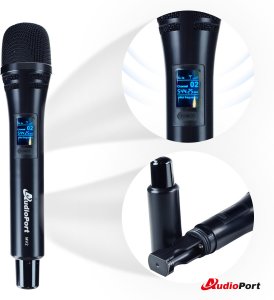 Zestaw 2 mikrofonów bezprzewodowych dorecznych UHF z odbiornikiem Audioport MV2 one size 8