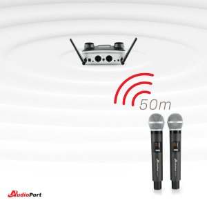 Zestaw mikrofonów bezprzewodowych doręcznych UHF+ stacja ładująca Audioport MCD-U2 one size 12