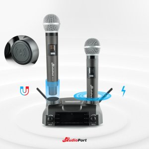 Zestaw mikrofonów bezprzewodowych doręcznych UHF+ stacja ładująca Audioport MCD-U2 one size 17