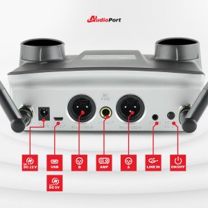 Zestaw mikrofonów bezprzewodowych doręcznych UHF+ stacja ładująca Audioport MCD-U2 one size 18