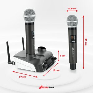 Zestaw mikrofonów bezprzewodowych doręcznych UHF+ stacja ładująca Audioport MCD-U2 one size 30