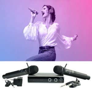 Zestaw mikrofonów bezprzewodowych do ręki UHF+ odbiornik 863.9 & 864.9MHZ one size 13