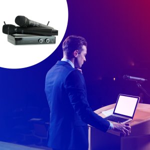 Zestaw mikrofonów bezprzewodowych do ręki UHF+ odbiornik 863.9 & 864.9MHZ one size 14