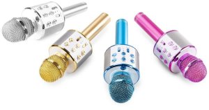 Mikrofon z głośnikiem do Karaoke KM01 BT / MP3 GOLD one size 5