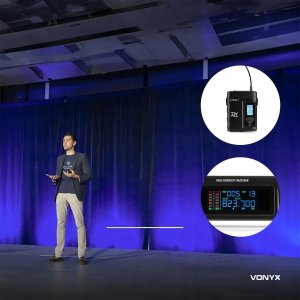 Zestaw mikrofonowy nagłowny 2x 80-kanałowy UHF PD220B Power dynamics one size 12