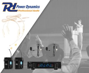 Zestaw mikrofonowy nagłowny 2x 80-kanałowy UHF PD220B Power dynamics one size 2