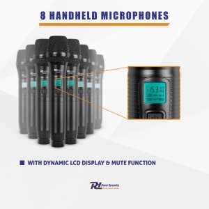 Mikrofon Power Dynamics Zestaw mikrofonów bezprzewodowych UHF PD528 z 8 mikrofonami ręcznymi one size 11