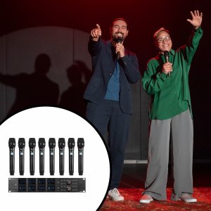 Mikrofon Power Dynamics Zestaw mikrofonów bezprzewodowych UHF PD528 z 8 mikrofonami ręcznymi one size 17