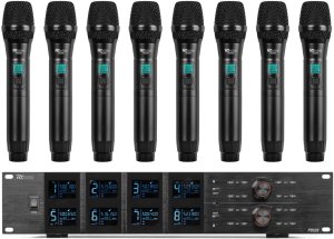 Mikrofon Power Dynamics Zestaw mikrofonów bezprzewodowych UHF PD528 z 8 mikrofonami ręcznymi one size 18
