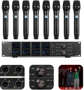 Mikrofon Power Dynamics Zestaw mikrofonów bezprzewodowych UHF PD528 z 8 mikrofonami ręcznymi one size 8