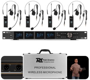 Mikrofon Power Dynamics Zestaw mikrofonów bezprzewodowych UHF PD524B z 4 mikrofonami typu bodypack one size 16