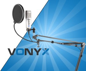 Vonyx CMS320S mikrofon studyjny USB z echem i ramieniem - srebrny one size 1