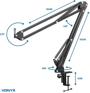 Mikrofon Vonyx CMS320B mikrofon studyjny USB z echem i ramieniem - czarny one size 15