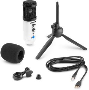 Mikrofon studyjny USB Vonyx CM320W ze statywem stołowym - biały one size 15