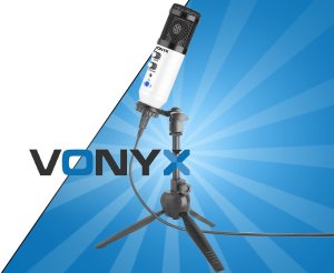 Mikrofon studyjny USB Vonyx CM320W ze statywem stołowym - biały one size 2