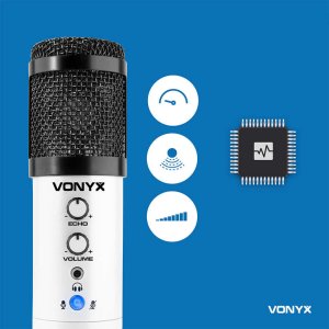 Mikrofon studyjny USB Vonyx CM320W ze statywem stołowym - biały one size 21