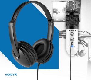 Mikrofon studyjny USB Vonyx CM320W ze statywem stołowym - biały one size 22