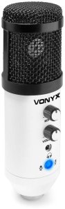Mikrofon studyjny USB Vonyx CM320W ze statywem stołowym - biały one size 4
