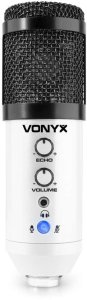 Mikrofon studyjny USB Vonyx CM320W ze statywem stołowym - biały one size 5