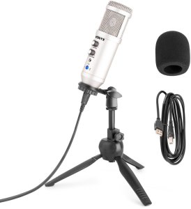 Vonyx CM320S Mikrofon studyjny USB ze statywem stołowym - tytanowy one size 1
