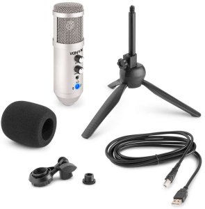 Vonyx CM320S Mikrofon studyjny USB ze statywem stołowym - tytanowy one size 11