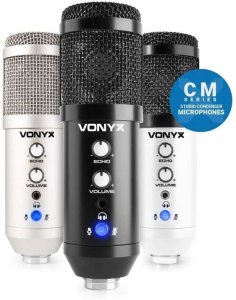 Vonyx CM320S Mikrofon studyjny USB ze statywem stołowym - tytanowy one size 17