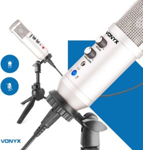 Vonyx CM320S Mikrofon studyjny USB ze statywem stołowym - tytanowy one size 19