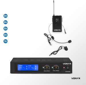 Mikrofon Vonyx Zestaw mikrofonów nagłownych VHF WM522B one size 13