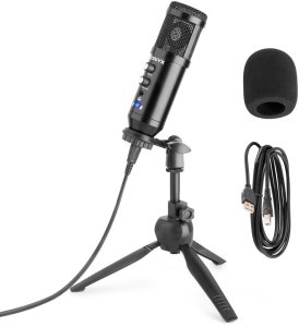 Mikrofon studyjny USB Vonyx CM320B ze statywem stołowym - czarny one size 1