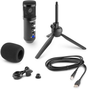 Mikrofon studyjny USB Vonyx CM320B ze statywem stołowym - czarny one size 11