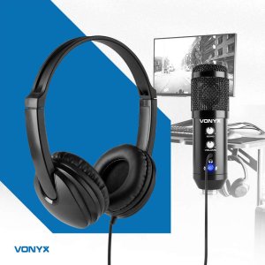 Mikrofon studyjny USB Vonyx CM320B ze statywem stołowym - czarny one size 21